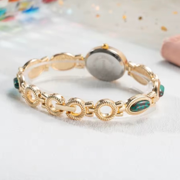 Vintage Lapis Lazuli Oval Gold Bracelet Watch main image 5